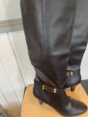 London Fog Womens Event 2 Brown Zipper Knee High Kitten Heel Boots Size 6 M